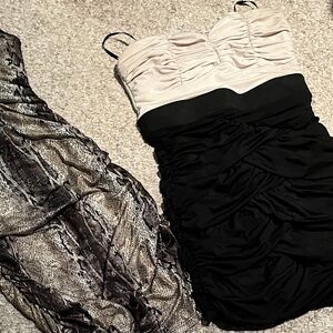 White and Black Strapless Dress